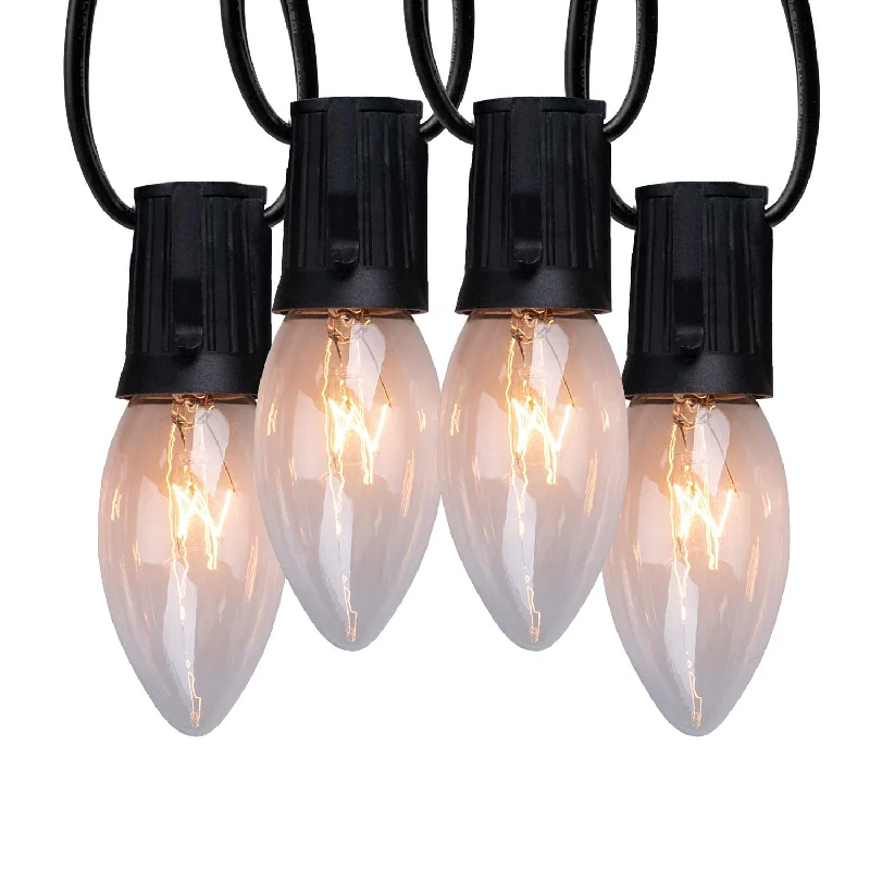 Twinkling String Lights for a Magical AtmosphereChristmas C9 Incandescent String Lights on Black Wire, E17 Sockets Twinkling String Lights for a Magical AtmosphereChristmas C9 Incandescent String Lights on Black Wire, E17 Sockets