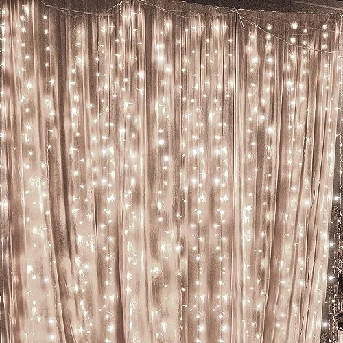 String Lights for Seasonal Decorations (Spring, Fall, etc.)300 LED Cool White Curtain String Lights - 8 Modes - Indoor/Outdoor - 2 Pack String Lights for Seasonal Decorations (Spring, Fall, etc.)300 LED Cool White Curtain String Lights - 8 Modes - Indoor/Outdoor - 2 Pack