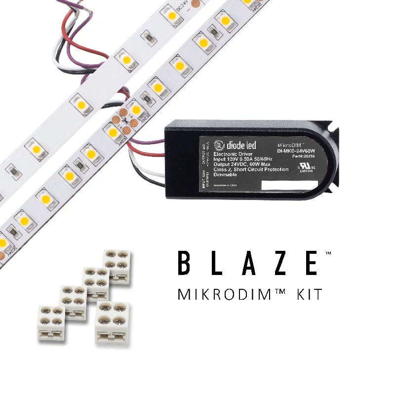 Dust - Resistant Industrial Lighting for Dirty WorkspacesBlaze 24V LED Tape Light Kits, MikroDIM Power Supply, 100lm Dust - Resistant Industrial Lighting for Dirty WorkspacesBlaze 24V LED Tape Light Kits, MikroDIM Power Supply, 100lm