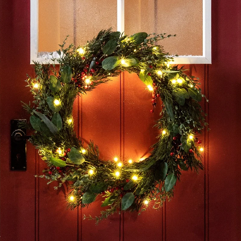 String Lights for Wedding ReceptionsRed Berry Christmas Wreath Micro Light Bundle