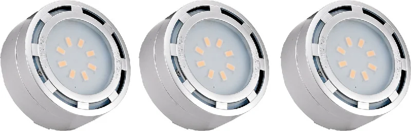 Waterproof String Lights for Patio DecorWestgate LED-PL3NKL 120V LED 3-Pack Puck Light - Nickel