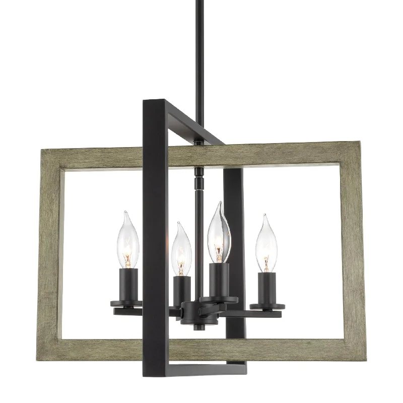 Dust - Resistant Industrial Lighting for Dirty WorkspacesKira Home Carrington 18" 4-Light Modern Farmhouse Geometric Pendant Chandelier + Open Design, Gray Oak Wood Style + Black Finish Dust - Resistant Industrial Lighting for Dirty WorkspacesKira Home Carrington 18" 4-Light Modern Farmhouse Geometric Pendant Chandelier + Open Design, Gray Oak Wood Style + Black Finish
