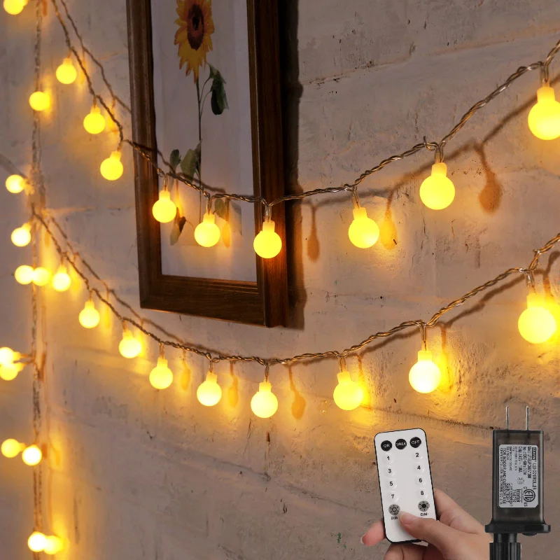 String Lights for Camping TripsGlobe String Lights with Remote, 8 Modes