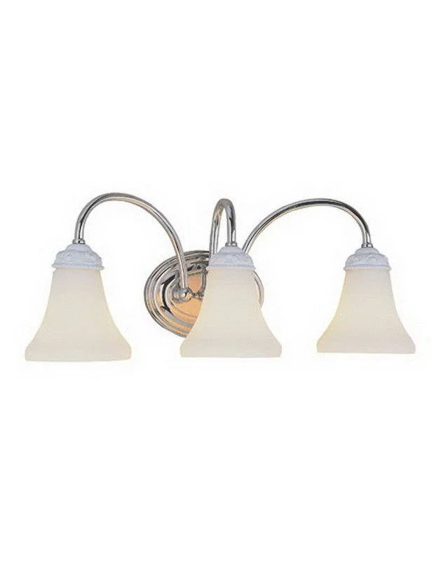Trans Globe Lighting 2883 PC Three Light Bath Wall in Polished Chrome and Painted White Finish