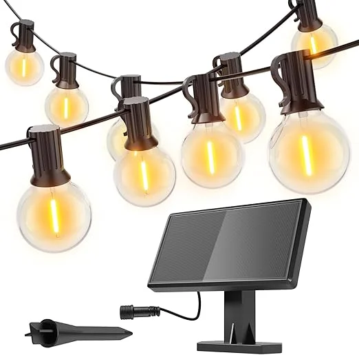 String Lights for Restaurant Outdoor SeatingGluroo Outdoor G40 Solar String Lights