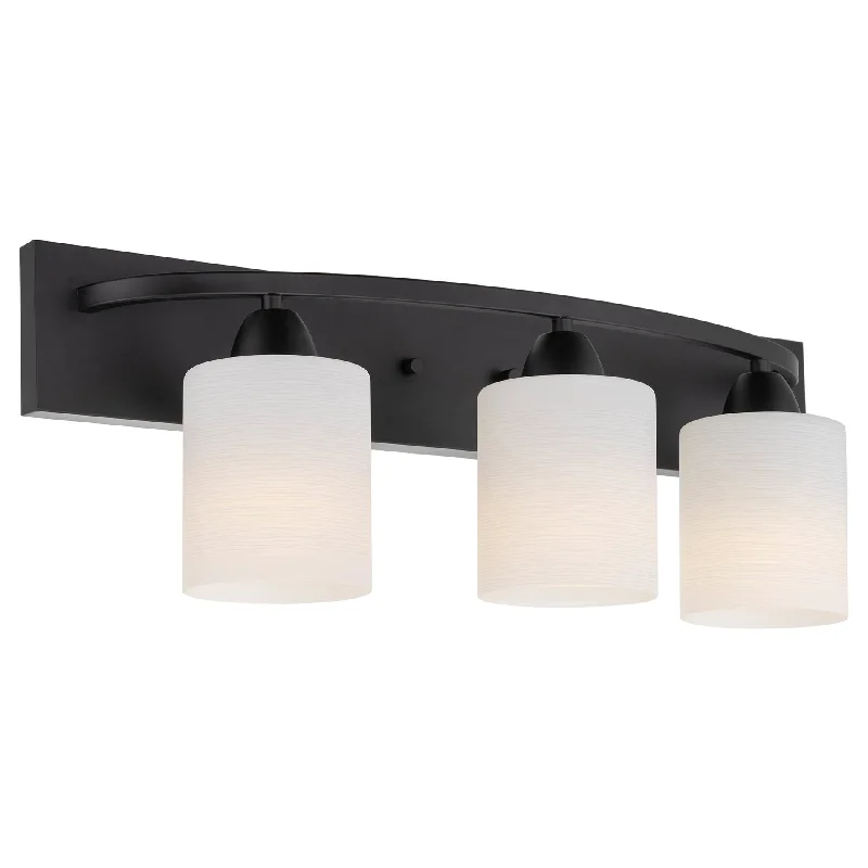 Shock - Resistant Industrial Lighting for Vibrating Machinery AreasKira Home Claremont 24" Modern 3-Light Vanity/Bathroom Light + Etched Cylinder Glass Shades, Black Finish Shock - Resistant Industrial Lighting for Vibrating Machinery AreasKira Home Claremont 24" Modern 3-Light Vanity/Bathroom Light + Etched Cylinder Glass Shades, Black Finish