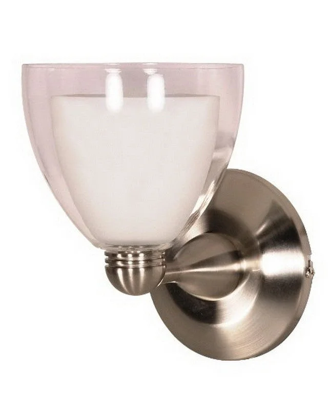 Nuvo Lighting 60-701 One Light Wall Sconce in Brushed Nickel Finish and Arctic White Glass Nuvo Lighting 60-701 One Light Wall Sconce in Brushed Nickel Finish and Arctic White Glass