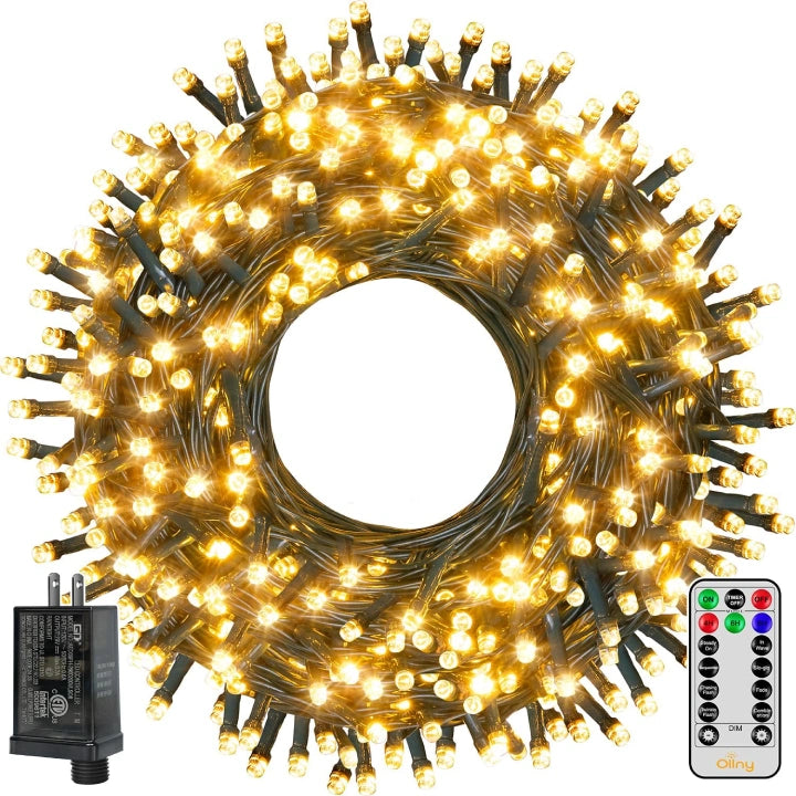 String Lights for Hotel Courtyard LightingOllny 400 LED 132ft Warm White Christmas Lights (Green Cable, Plug in, 8 Modes) String Lights for Hotel Courtyard LightingOllny 400 LED 132ft Warm White Christmas Lights (Green Cable, Plug in, 8 Modes)