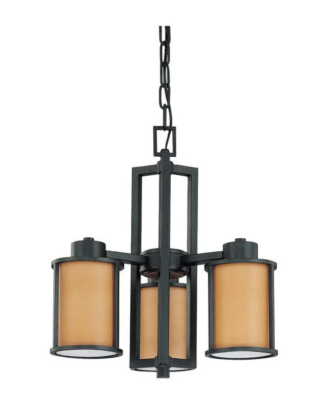Nuvo Lighting 60-3825 Odeon Collection Three Light Energy Star Efficient Fluorescent GU24 Chandelier in Aged Bronze Finish
