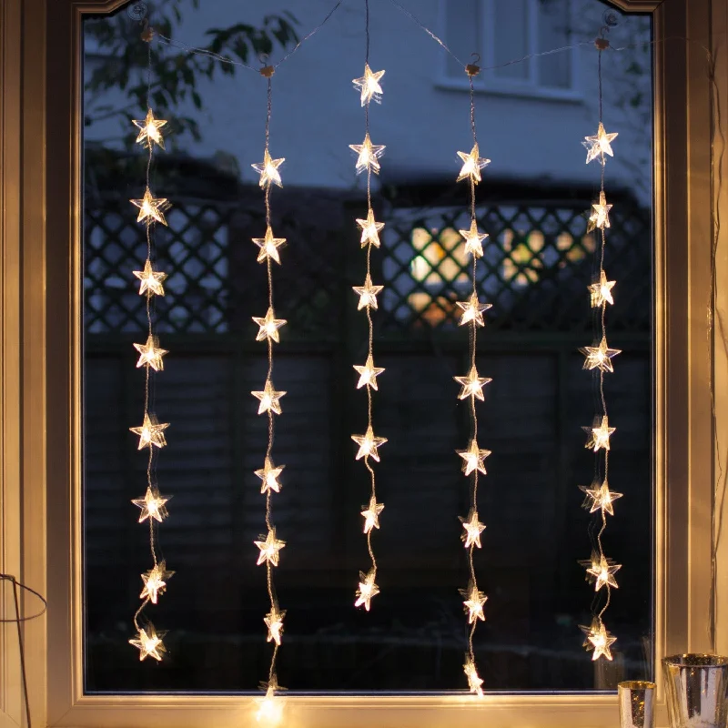 String Lights for Seasonal Decorations (Spring, Fall, etc.)40 Warm White LED Star Curtain Light String Lights for Seasonal Decorations (Spring, Fall, etc.)40 Warm White LED Star Curtain Light