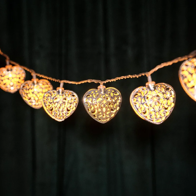 LED String Lights with Warm White Glow20 LED Silver Filigree Heart Indoor Fairy Lights LED String Lights with Warm White Glow20 LED Silver Filigree Heart Indoor Fairy Lights