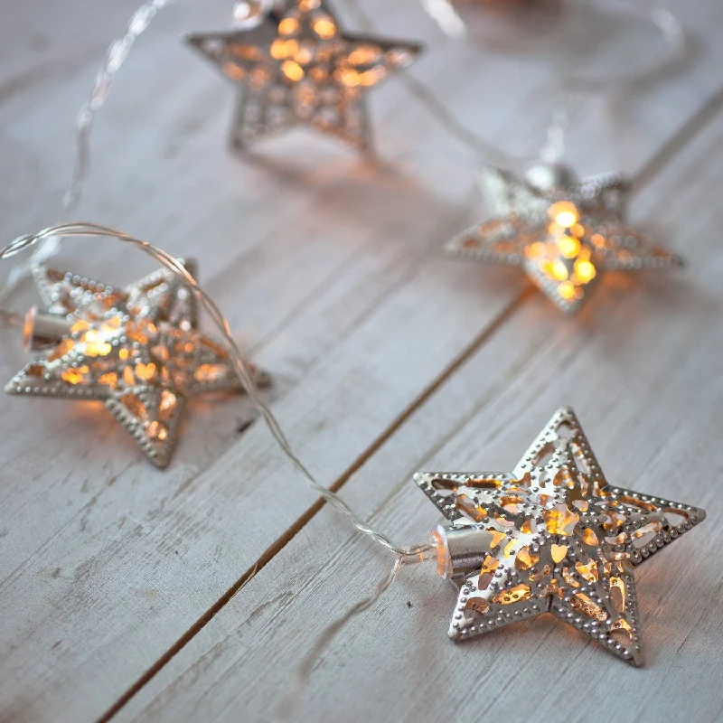 Waterproof String Lights for Patio Decor10 Warm White LED Filigree Silver Star Battery Fairy Lights Waterproof String Lights for Patio Decor10 Warm White LED Filigree Silver Star Battery Fairy Lights