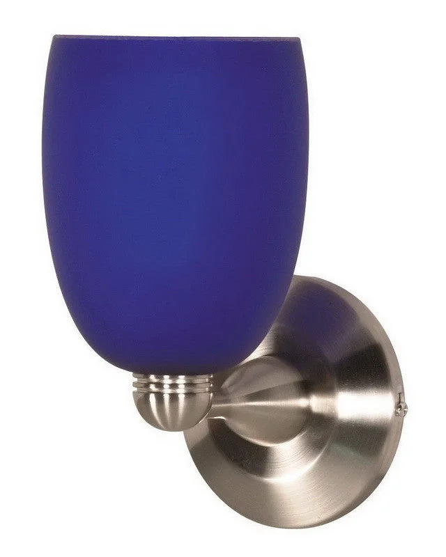 Nuvo Lighting 60-691 One Light Wall Sconce in Brushed Nickel Finish and Cobalt Blue Brandy Glass Nuvo Lighting 60-691 One Light Wall Sconce in Brushed Nickel Finish and Cobalt Blue Brandy Glass