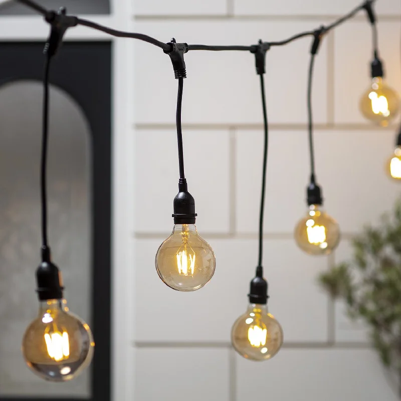 String Lights for Seasonal Decorations (Spring, Fall, etc.)Ingenious Connect 10 Large Globe Bulb Festoon Light Bundle Staggered Drop