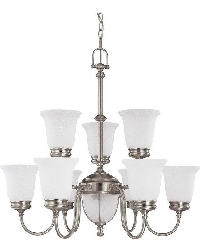 Nuvo Lighting 60-2809 Salem Collection Eleven Light Chandelier in Brushed Nickel Finish Nuvo Lighting 60-2809 Salem Collection Eleven Light Chandelier in Brushed Nickel Finish