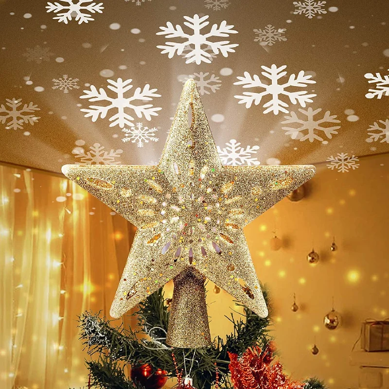 String Lights with Edison Bulbs for Rustic AmbianceChristmas Star Tree Topper with Built-in LED Snowflake Projector Lights String Lights with Edison Bulbs for Rustic AmbianceChristmas Star Tree Topper with Built-in LED Snowflake Projector Lights