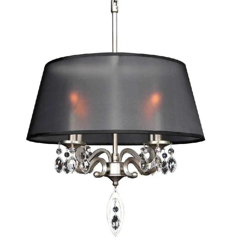 Kalco Lighting Allegri 023051-002-FR001 Georgetta Four Light Drum Pendant Chandelier in Aged Silver Finish Kalco Lighting Allegri 023051-002-FR001 Georgetta Four Light Drum Pendant Chandelier in Aged Silver Finish
