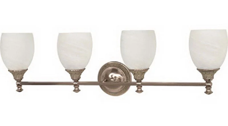 Nuvo Lighting 60-456 Rockport Milano Collection Four Light Bath Vanity Wall Mount in Brushed Nickel Finish Nuvo Lighting 60-456 Rockport Milano Collection Four Light Bath Vanity Wall Mount in Brushed Nickel Finish