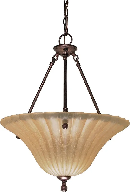 Nuvo Lighting 60-2408 Moulan Collection Three Light Energy Efficient Fluorescent Hanging Pendant Chandelier in Copper Bronze Finish Nuvo Lighting 60-2408 Moulan Collection Three Light Energy Efficient Fluorescent Hanging Pendant Chandelier in Copper Bronze Finish