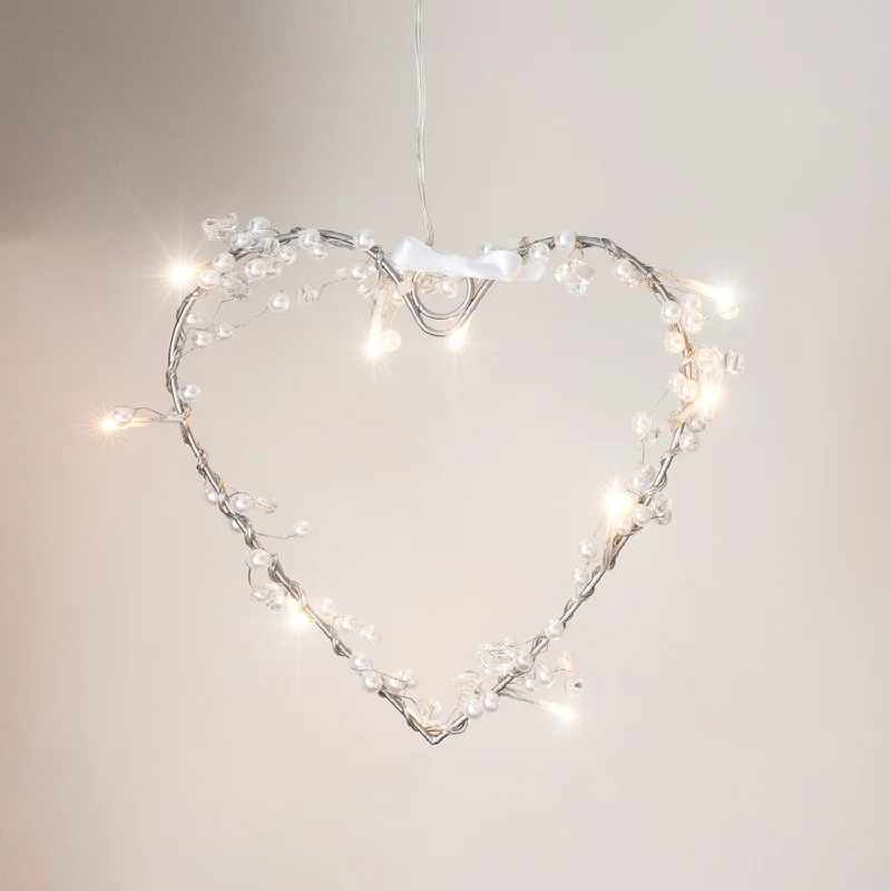 String Lights for Outdoor Dining AreasHeart Battery Fairy Light Wreath