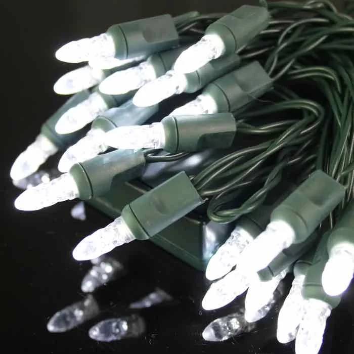String Lights for Balcony Decoration20-light M5 Pure White LED Battery Lights, Green Wire