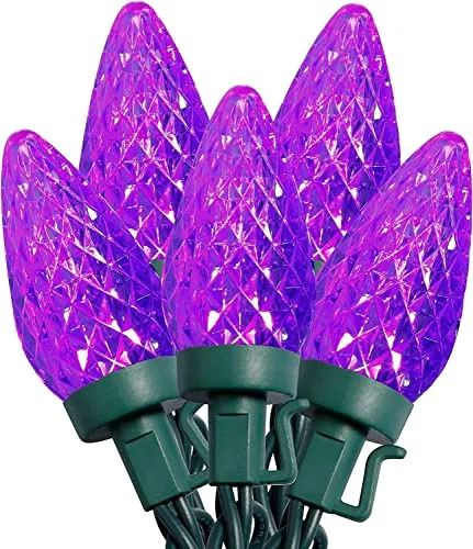 Waterproof String Lights for Patio DecorC9 Halloween Lights - 24.5ft 50 Count Faceted Strawberry String Lights - Indoor/Outdoor Decor - Purple Waterproof String Lights for Patio DecorC9 Halloween Lights - 24.5ft 50 Count Faceted Strawberry String Lights - Indoor/Outdoor Decor - Purple