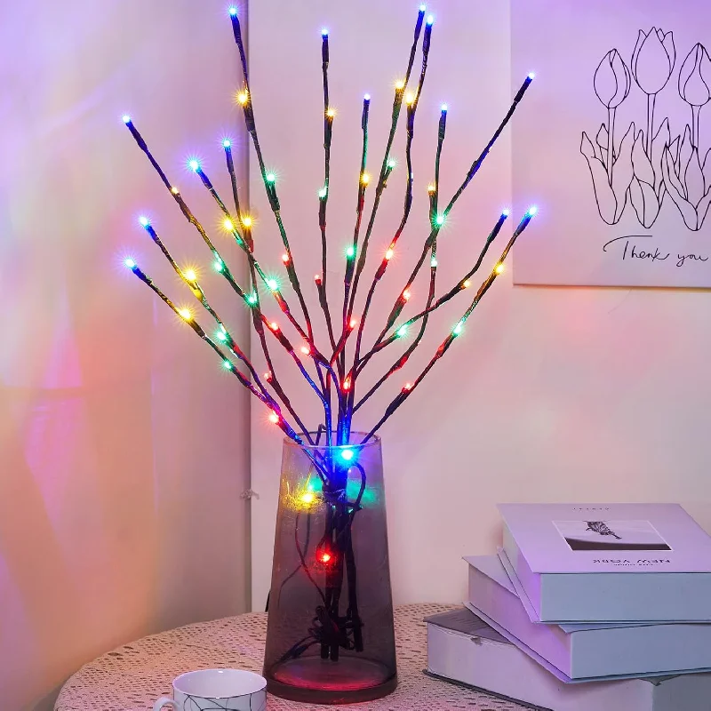 String Lights with Multicolored Bulbs for Festive Occasions6 Pack 24Inch 60 LED Christmas LED Pathway String Lights, Lighted Branches, Multicolor