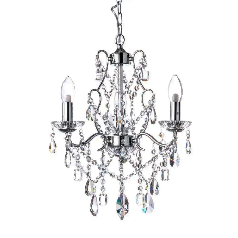 FORUM Annalee 3LT Ceiling Mounted Chandelier Chrome/Clear G9-IP44