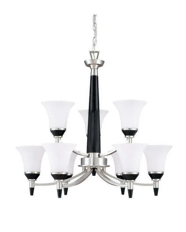 Nuvo Lighting 60-2456 Keen Collection Nine Light Energy Star Efficient Fluorescent GU24 Chandelier in Brushed Nickel Finish