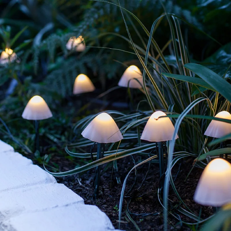 String Lights with Multicolored Bulbs for Festive Occasions12 Mini Mushroom Solar Stake Lights String Lights with Multicolored Bulbs for Festive Occasions12 Mini Mushroom Solar Stake Lights