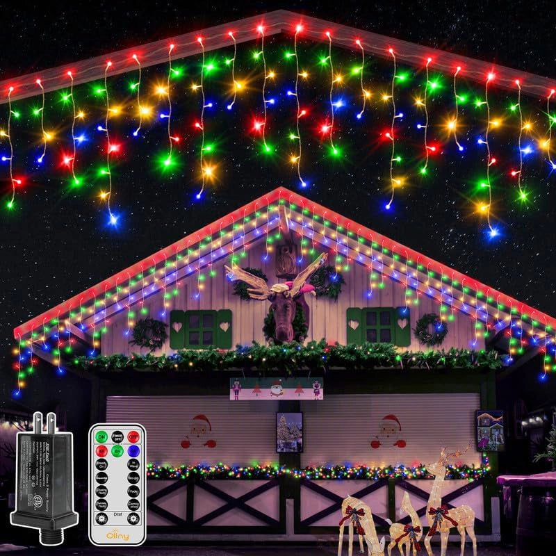 Twinkling String Lights for a Magical AtmosphereOllny 396 LED 32ft Multi Color Icicle Lights (Clear Cable, Plug in, 8 Modes), Connectable up to 3 Sets Twinkling String Lights for a Magical AtmosphereOllny 396 LED 32ft Multi Color Icicle Lights (Clear Cable, Plug in, 8 Modes), Connectable up to 3 Sets
