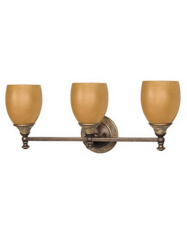 Nuvo Lighting 60-2477 Rockport Tuscano Collection Three Light Energy Efficient Fluorescent Bath Vanity Wall Mount in Dorado Bronze Finish