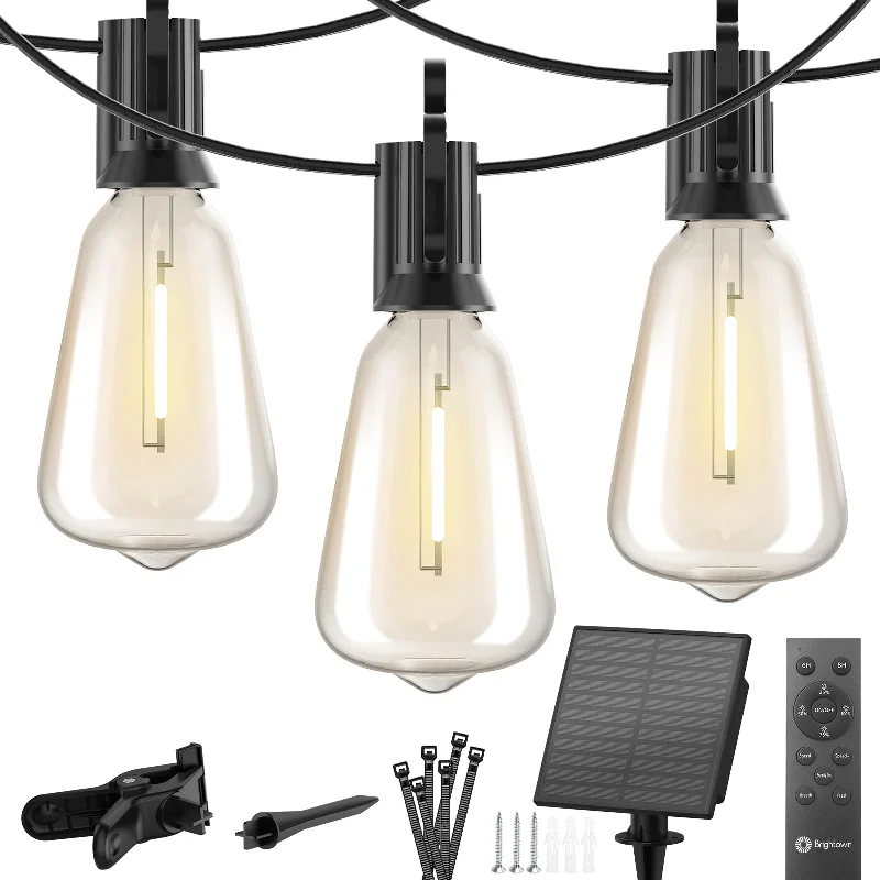 String Lights with Multicolored Bulbs for Festive OccasionsSolar ST38 Vintage LED Bulb String Lights, 3 Modes String Lights with Multicolored Bulbs for Festive OccasionsSolar ST38 Vintage LED Bulb String Lights, 3 Modes