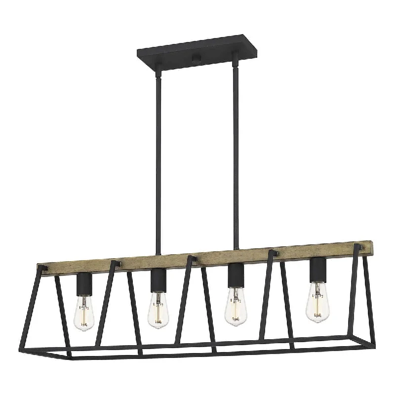 Industrial Pendant Lighting for Machine ShopsKira Home Ashley Harbour Lighting Houston 34" 4-Light Modern Farmhouse Linear Island Light Chandelier, Adjustable Height, Natural Walnut Wood Style + Textured Black Finish Industrial Pendant Lighting for Machine ShopsKira Home Ashley Harbour Lighting Houston 34" 4-Light Modern Farmhouse Linear Island Light Chandelier, Adjustable Height, Natural Walnut Wood Style + Textured Black Finish