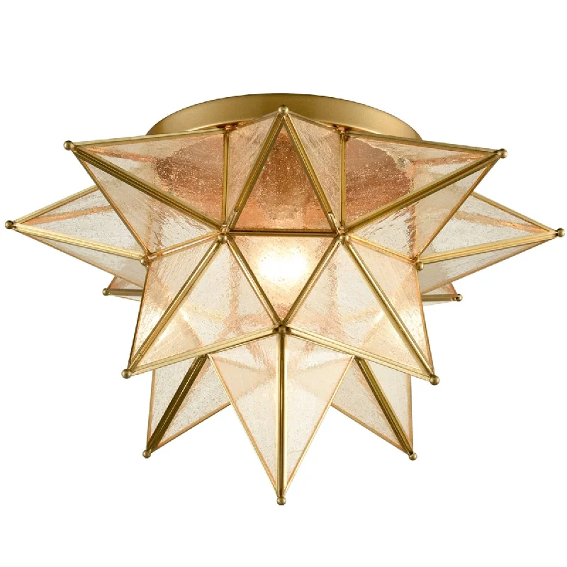 Industrial Lighting for Textile MillsBrass Moravian Star Ceiling Light Seeded Glass 18-Inch Industrial Lighting for Textile MillsBrass Moravian Star Ceiling Light Seeded Glass 18-Inch