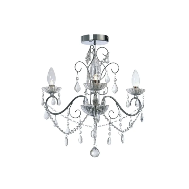 FORUM VELA 3LT Chandelier Ceiling Mounted Chrome Clear Cut Glass Dressings G9 Base-IP44 FORUM VELA 3LT Chandelier Ceiling Mounted Chrome Clear Cut Glass Dressings G9 Base-IP44