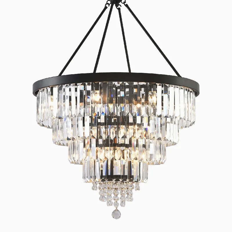 Waterproof Industrial Lighting for Wet AreasKira Home Evangeline 44" Large 17-Light 4-Tier Modern Crystal Luxury Chandelier, Durable K9 Crystal Glass, Black Finish Waterproof Industrial Lighting for Wet AreasKira Home Evangeline 44" Large 17-Light 4-Tier Modern Crystal Luxury Chandelier, Durable K9 Crystal Glass, Black Finish