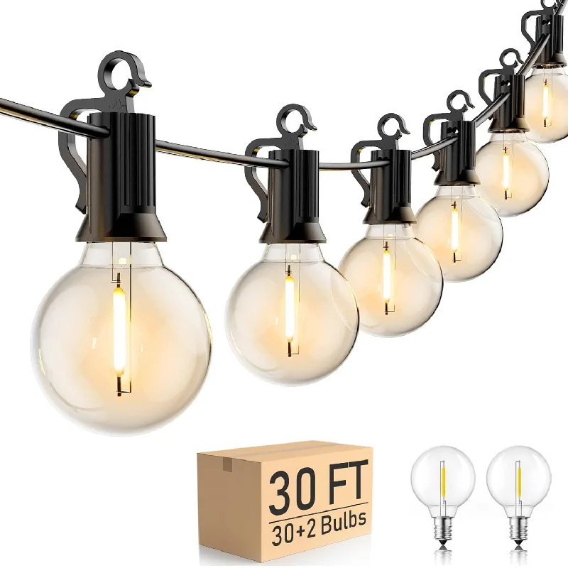 String Lights for Hotel Courtyard LightingG40 LED Bulb String Lights, 30 FT 30 LED