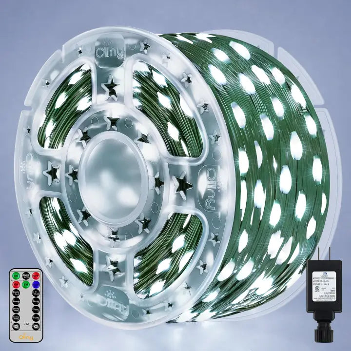Fairy String Lights for Bedroom DecorOllny 1200 LED 393ft Cool White IP67 Waterproof Christmas String Lights (Green Wire, Plug in, 8 Modes)
