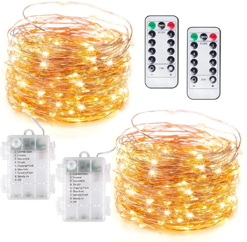 String Lights with Multicolored Bulbs for Festive OccasionsFairy Lights with Remote, AA Battery Operated, 2 Pack String Lights with Multicolored Bulbs for Festive OccasionsFairy Lights with Remote, AA Battery Operated, 2 Pack