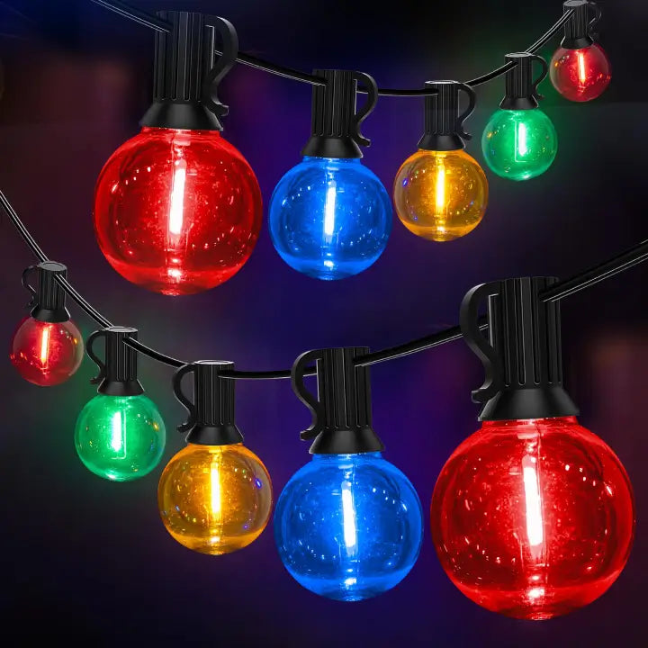 Fairy String Lights for Bedroom DecorOllny 50FT G40 Multicolor Patio String Lights (25 Bulbs, IP45 Waterproof, Connectable, 2 Spare Bulbs) Fairy String Lights for Bedroom DecorOllny 50FT G40 Multicolor Patio String Lights (25 Bulbs, IP45 Waterproof, Connectable, 2 Spare Bulbs)