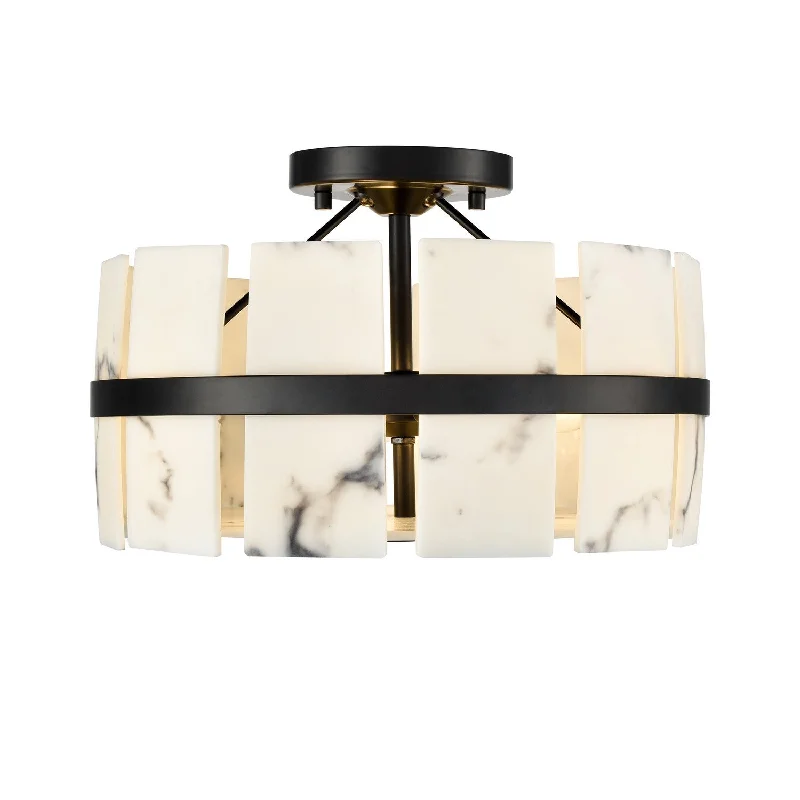Industrial Lighting for Electronics ManufacturingLuna Alabaster Three Light Semi Flush Mount Industrial Lighting for Electronics ManufacturingLuna Alabaster Three Light Semi Flush Mount