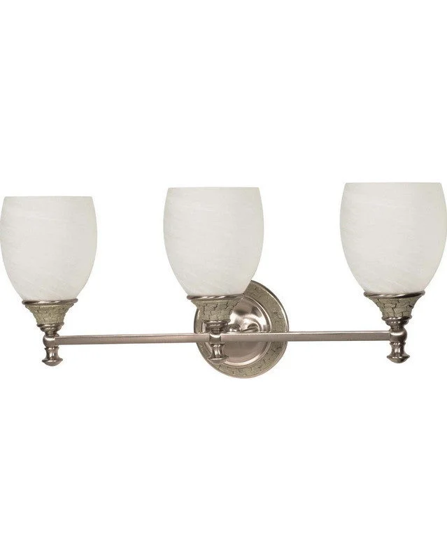 Nuvo Lighting 60-42483-LED Rockport Milano Collection Three Light GU24 LED Bath Vanity Wall Fixture in Brushed Nickel Finish Nuvo Lighting 60-42483-LED Rockport Milano Collection Three Light GU24 LED Bath Vanity Wall Fixture in Brushed Nickel Finish