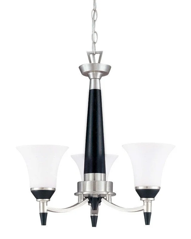 Nuvo Lighting 60-2454 Keen Collection Three Light Energy Star Efficient Fluorescent GU24 Chandelier in Brushed Nickel Finish Nuvo Lighting 60-2454 Keen Collection Three Light Energy Star Efficient Fluorescent GU24 Chandelier in Brushed Nickel Finish
