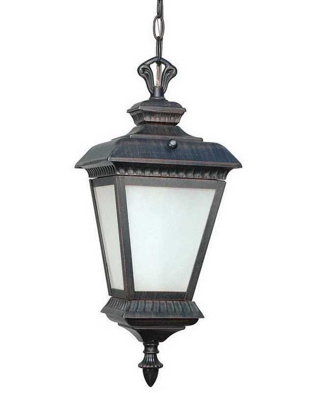 Nuvo Lighting 60-2524 Charter Collection One Light Energy Efficient Fluorescent Exterior Outdoor Hanging Pendant Lantern in Old Penny Bronze Finish Nuvo Lighting 60-2524 Charter Collection One Light Energy Efficient Fluorescent Exterior Outdoor Hanging Pendant Lantern in Old Penny Bronze Finish