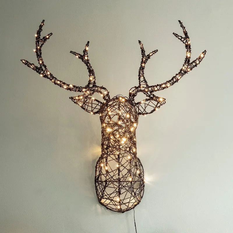 String Lights with Clear Bulbs for a Classic Look84cm Studley Rattan Stag's Head LED Wall Light String Lights with Clear Bulbs for a Classic Look84cm Studley Rattan Stag's Head LED Wall Light