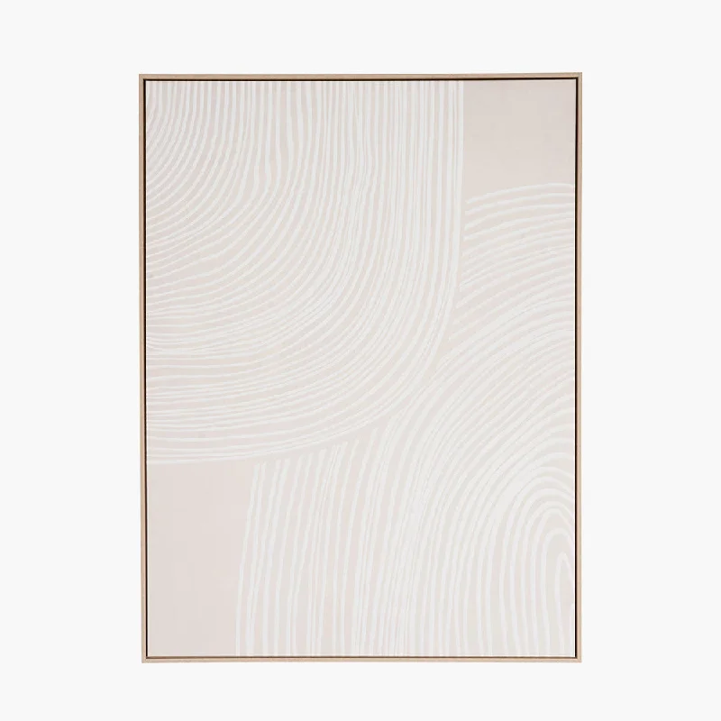 Natural and White Abstract Canvas with Natural Frame