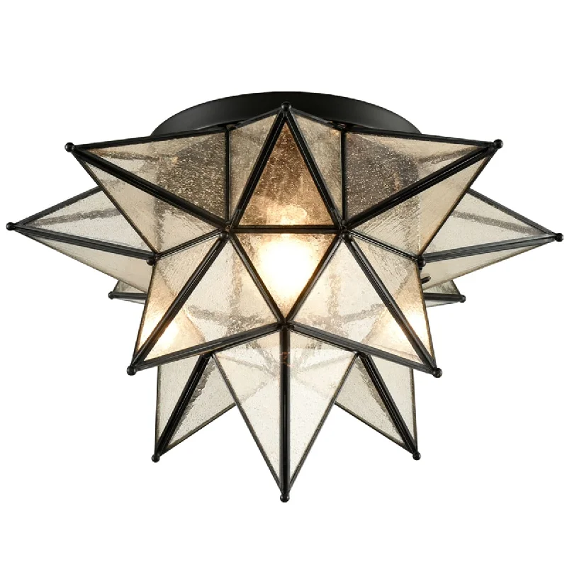 Industrial Lighting for Electronics ManufacturingSeeded Glass Moravian Star Flush Mount Ceiling Light, 18-Inch, Black Industrial Lighting for Electronics ManufacturingSeeded Glass Moravian Star Flush Mount Ceiling Light, 18-Inch, Black