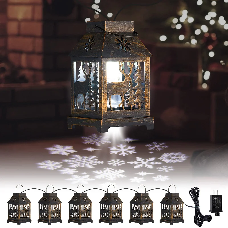 Color - Changing LED String Lights for Christmas DecorChristmas LED Lantern String Light with White Snowflake Projector Color - Changing LED String Lights for Christmas DecorChristmas LED Lantern String Light with White Snowflake Projector