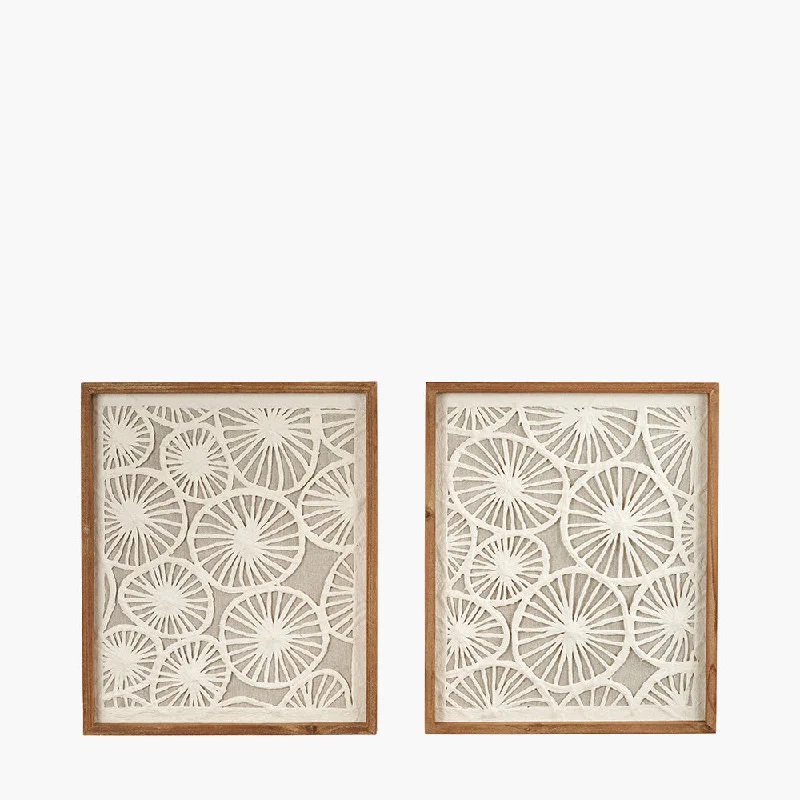 S/2 Cut Out Pattern Natural Paper Design Wall Art with Natural Frames